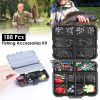 188 Pcs Fishing Accessory Kit Portable Fishing Set Including Jig Hooks Sinker Weights Spoon Lure Removable Split Shot w/ Tackle Box