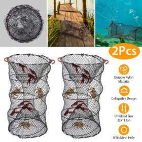 2 Pcs Crab Trap Bait Nets Shrimp Prawn Crayfish Lobster Bait Fishing Pot Cage Basket 22x11.8in