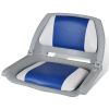 Boat Seat Foldable Backrest with Blue-white Pillow 16.1"x20.1"x18.9"