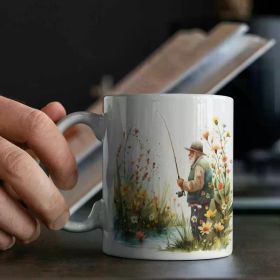 Charming Watercolor Fishing, "Enjoying Retirement"... Coffee Mug -  11 oz