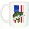 USA Tattered Flag w/ Bass Fishing Print... Coffee/Tea Cup - 11 oz