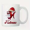 "Fishmas with Red Fish in Holiday Hat"... Coffee Mug - 11 oz