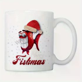 "Fishmas with Red Fish in Holiday Hat"... Coffee Mug - 11 oz