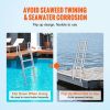 VEVOR Dock Ladder Flip Up 4 Steps, 350lbs Load Capacity, Aluminum Pontoon Boat Ladder with 4" Wide Step & Nonslip Rubber Mat